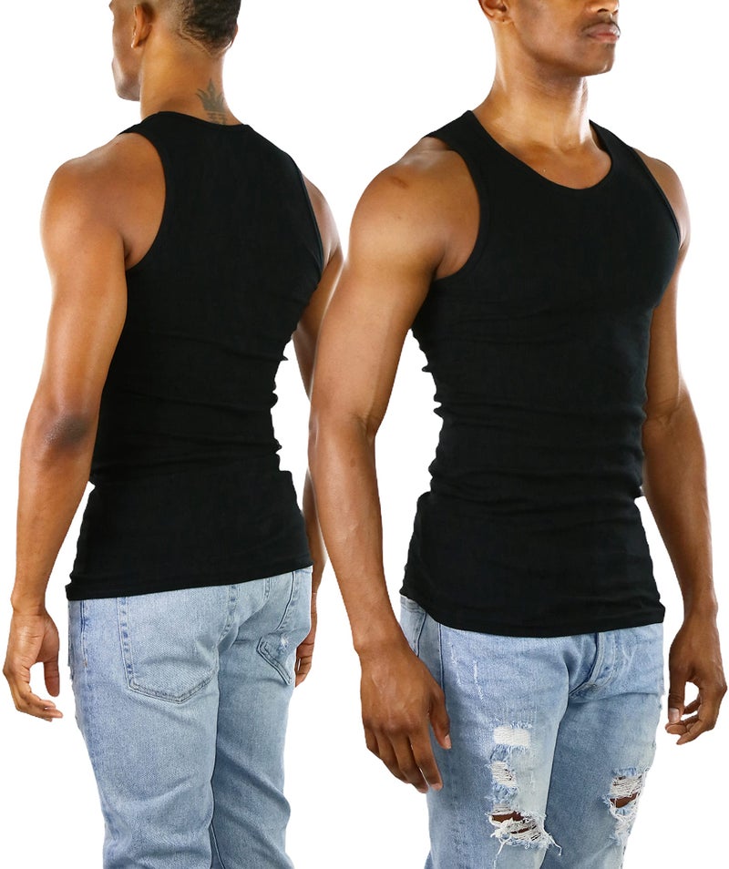 ToBeInStyle Men's 3-Pack A-Shirt Tank Top Muscle Shirt - Black - S - Image 4